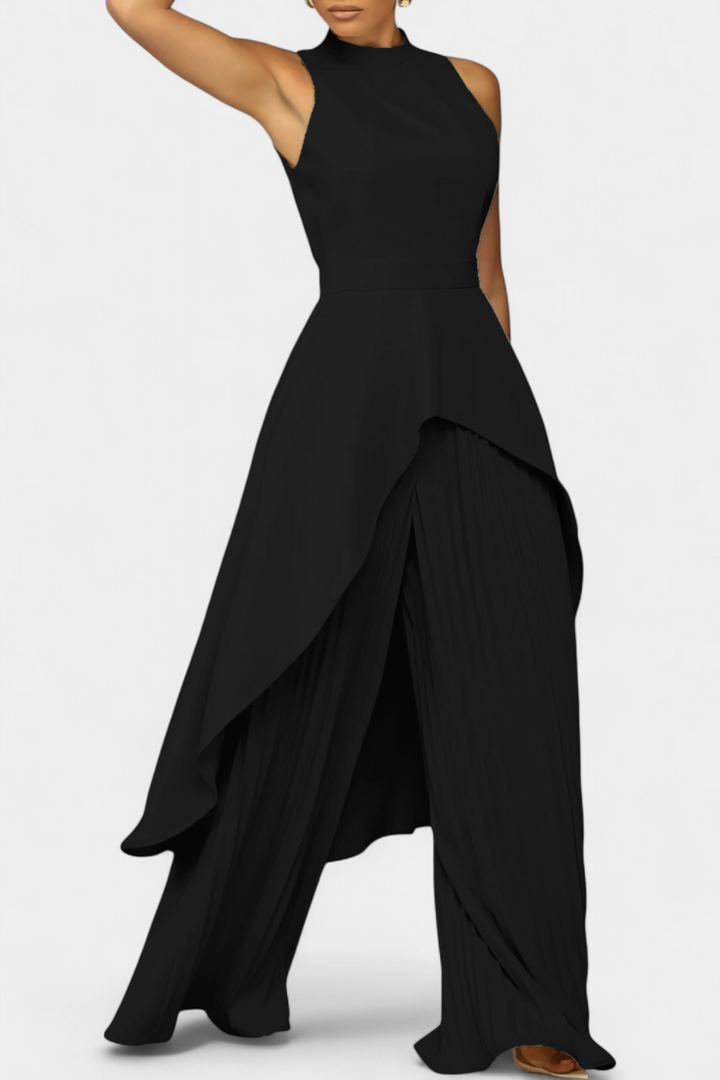 Chrysoula Ensemble Asymétrique Sans Manches avec Pantalon Plissé