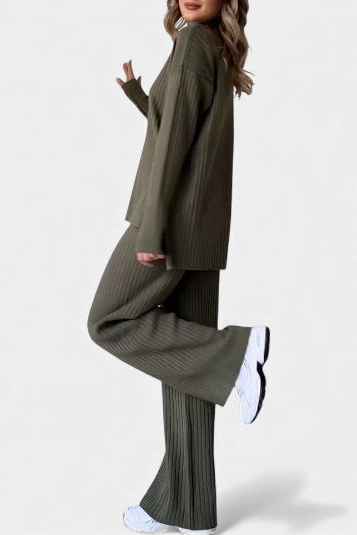 Florisse Ensemble Décontracté Chic en Maille avec Fente