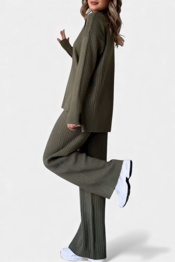 Florisse Ensemble Décontracté Chic en Maille avec Fente