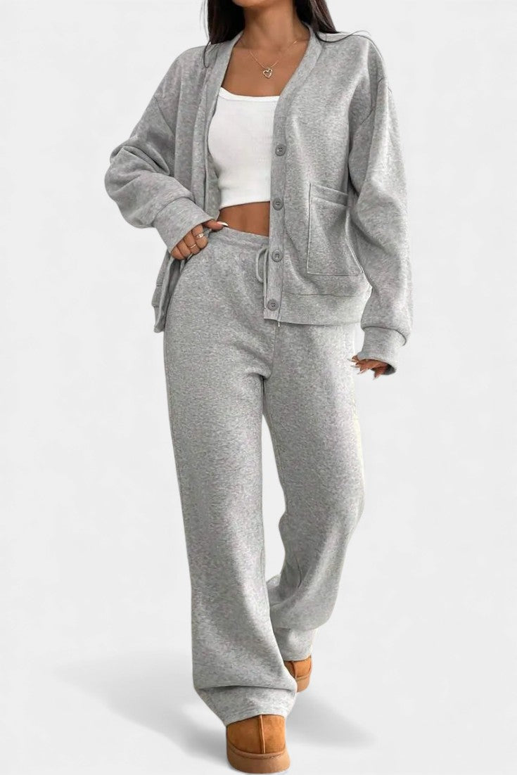 Vellina Ensemble Décontracté Veste Cardigan & Pantalon Large