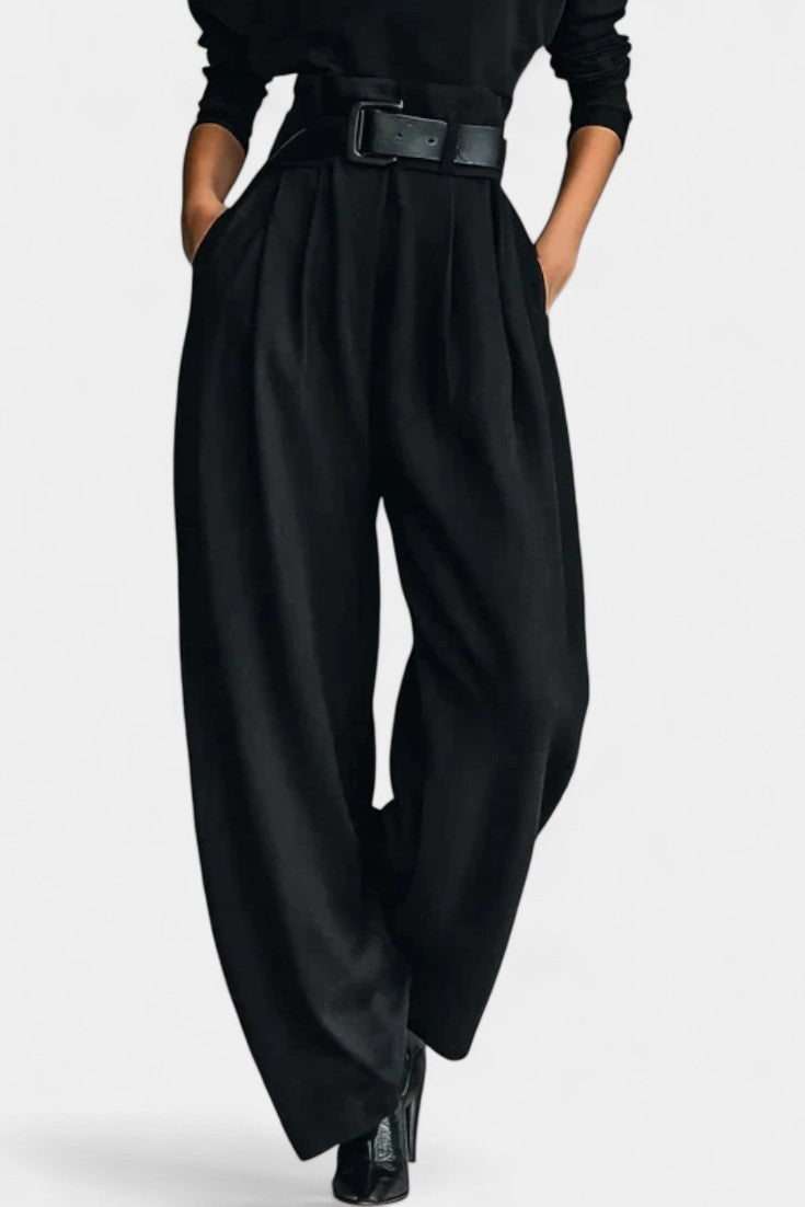 Erisen Ensemble Noir à Col Montant et Pantalon à Jambe Droite