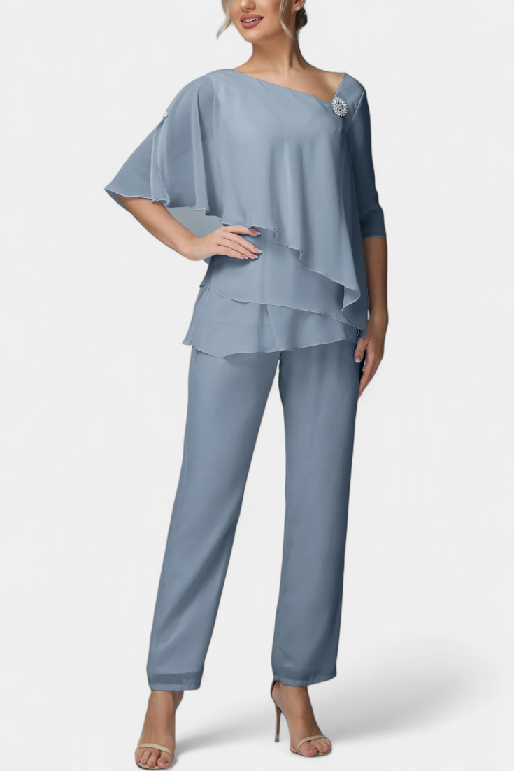 Dinah Ensemble Top Sans Manches et Pantalon Taille Haute à Jambe Fluide
