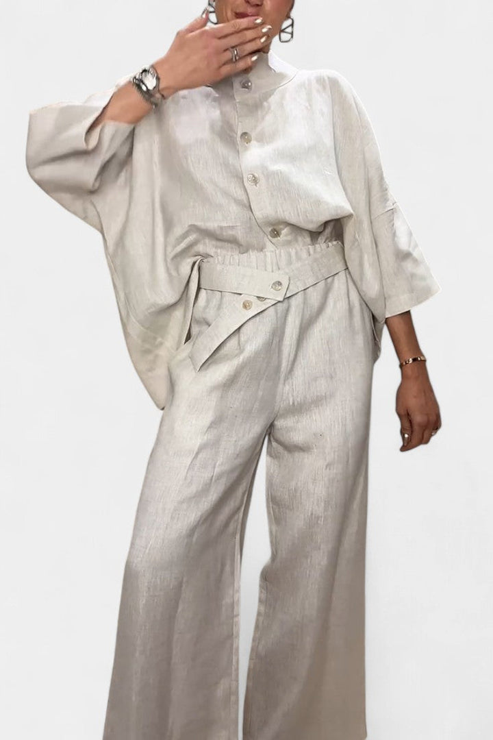 Ailany Ensemble à Col Haut Structuré et Pantalon à Taille Asymétrique