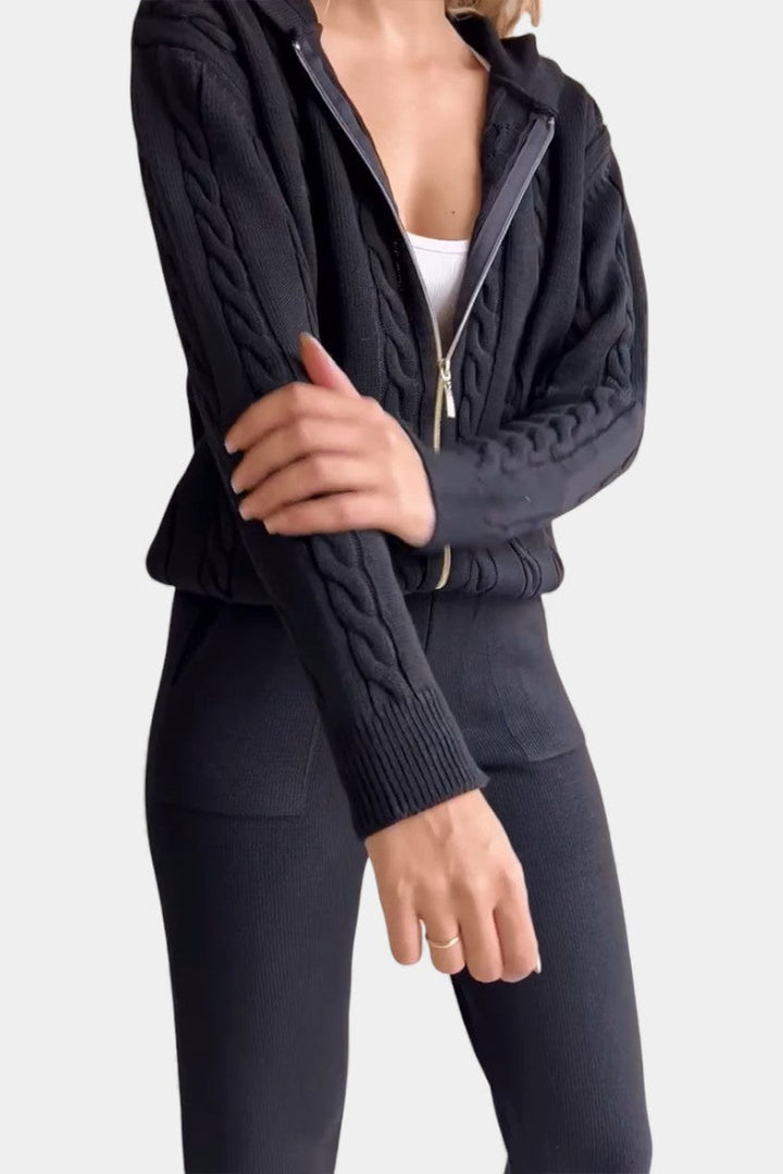 Perdita Ensemble Cardigan & Pull Jacquard Torsadé Casual