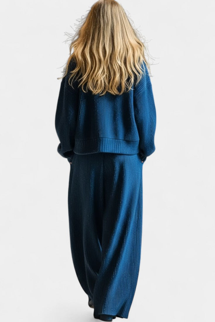 Magali Ensemble Cardigan en Tricot et Pantalon Large