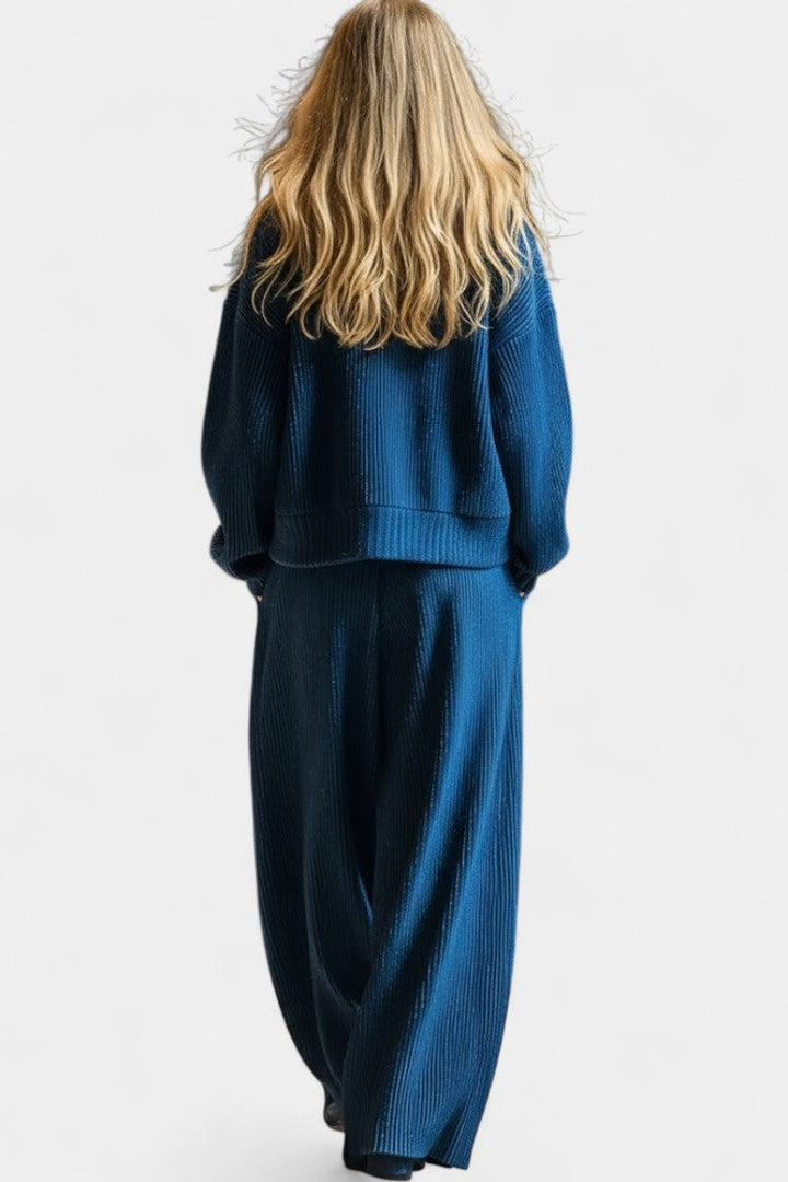 Magali Ensemble Cardigan en Tricot et Pantalon Large