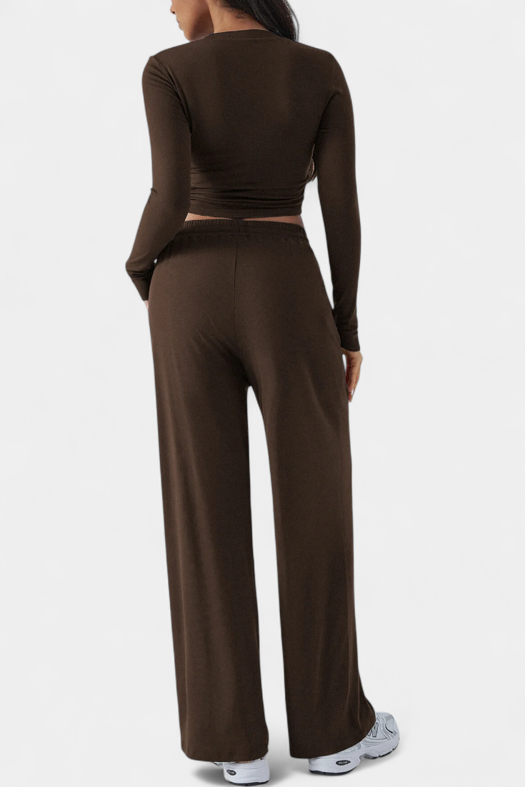 Celaen Ensemble de Yoga en Viscose à Coupe Élastique et Col Rond