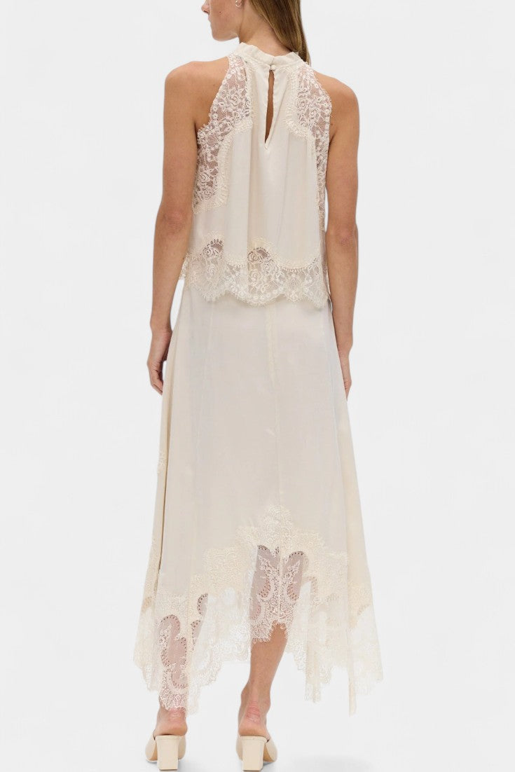 Coralena Ensemble Jupe Midi en Dentelle et Top Coordonné