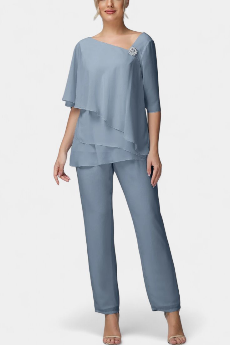 Dinah Ensemble Top Sans Manches et Pantalon Taille Haute à Jambe Fluide