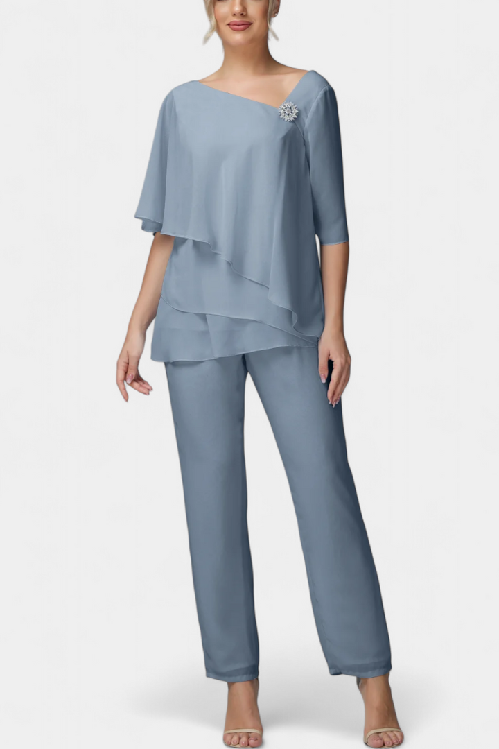 Dinah Ensemble Top Sans Manches et Pantalon Taille Haute à Jambe Fluide