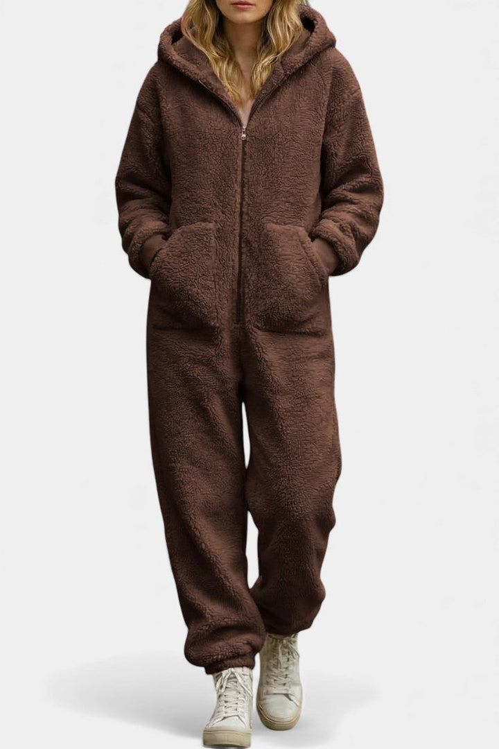 Émérance Combinaison en Peluche à Capuche et Zip