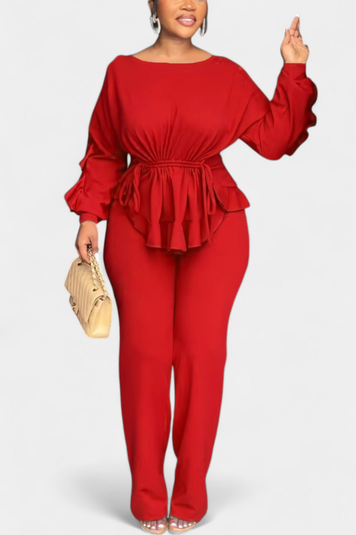 Charmed Ensemble Volanté à Taille Ajustable et Pantalon Ajusté