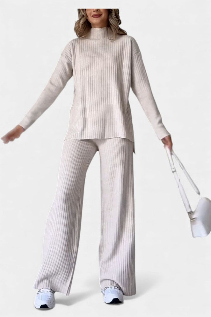 Florisse Ensemble Décontracté Chic en Maille avec Fente