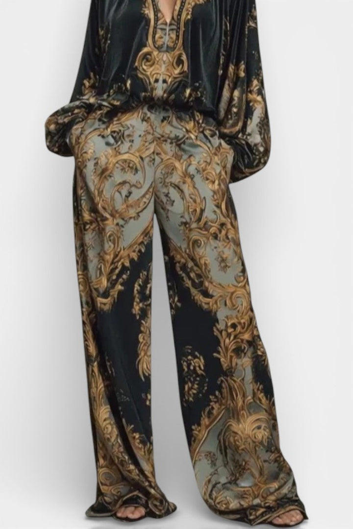 Roberta Ensemble Décontracté en Velours Imprimé Floral Baroque