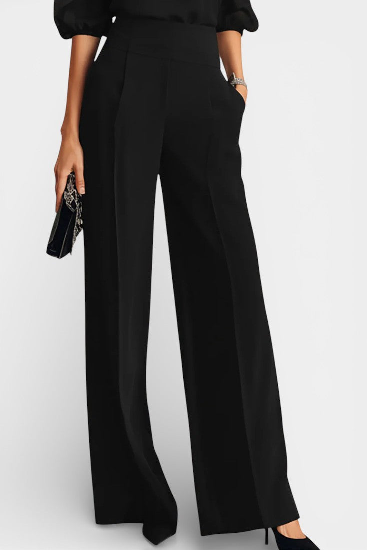 Eunice Ensemble Trois Pièces en Chiffon Noir et Pantalon Large