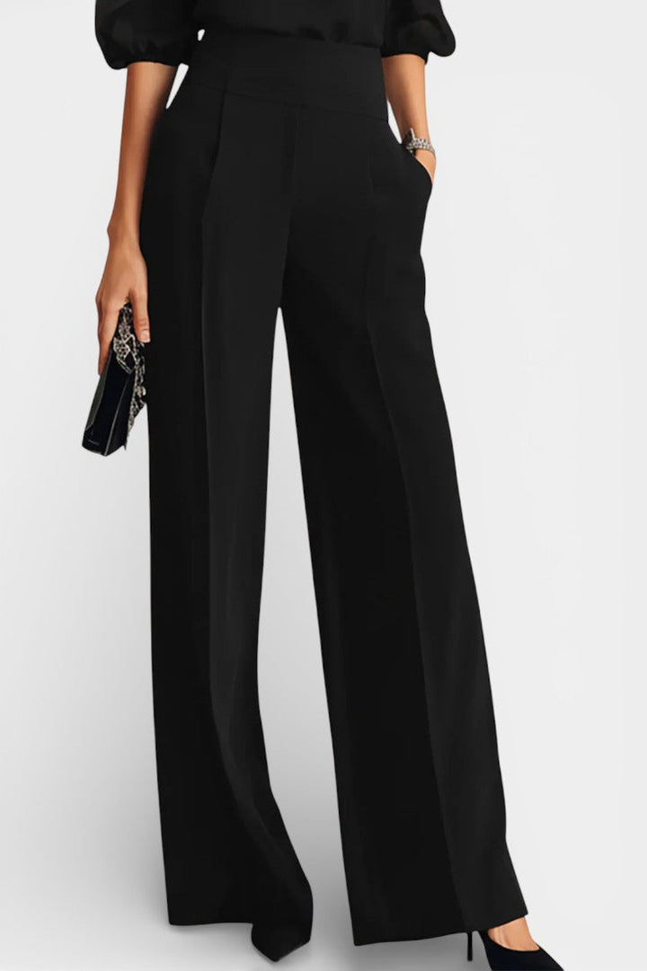 Eunice Ensemble Trois Pièces en Chiffon Noir et Pantalon Large