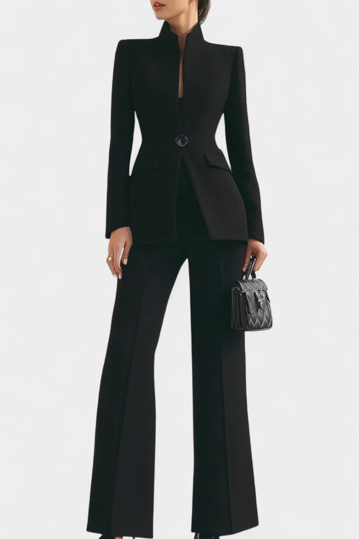 Elisabetta Ensemble Deux Pièces à Col Montant et Pantalon à Jambe Large