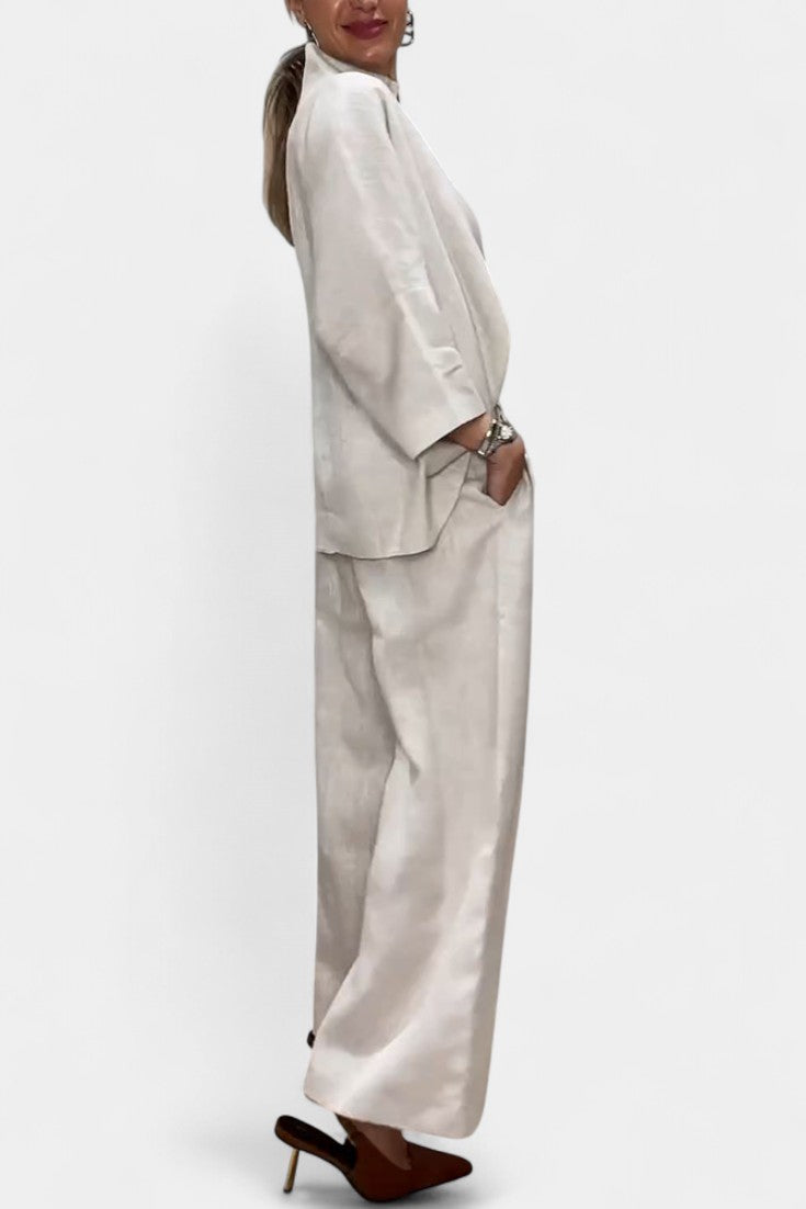 Ailany Ensemble à Col Haut Structuré et Pantalon à Taille Asymétrique