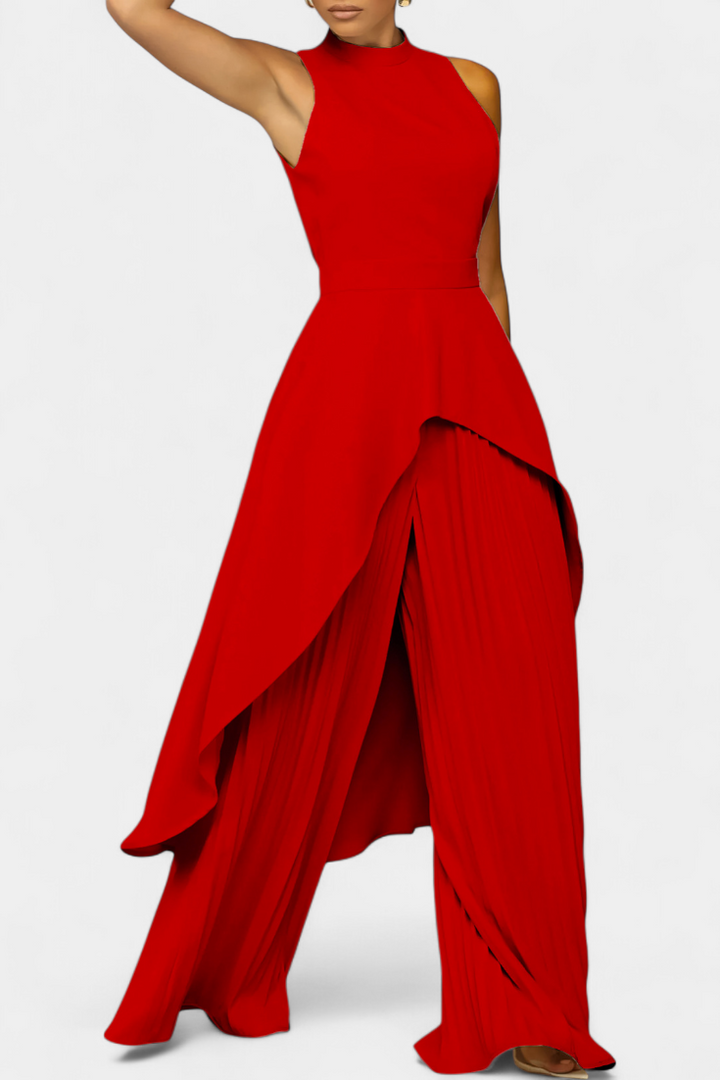 Chrysoula Ensemble Asymétrique Sans Manches avec Pantalon Plissé