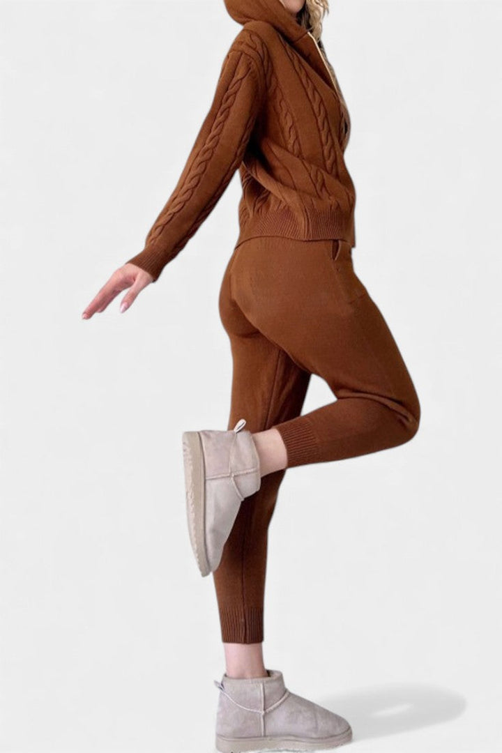 Perdita Ensemble Cardigan & Pull Jacquard Torsadé Casual