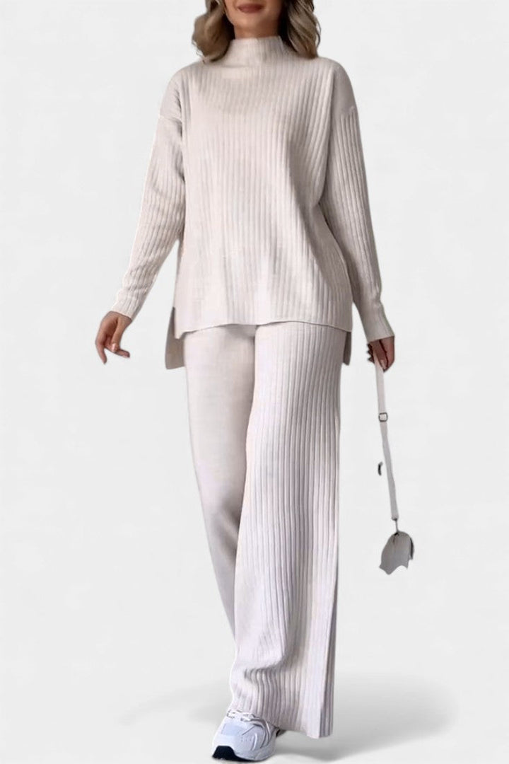 Florisse Ensemble Décontracté Chic en Maille avec Fente