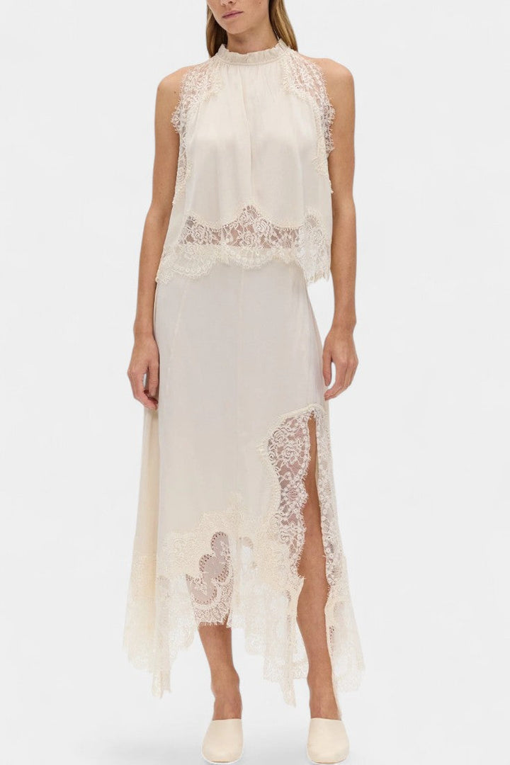 Coralena Ensemble Jupe Midi en Dentelle et Top Coordonné