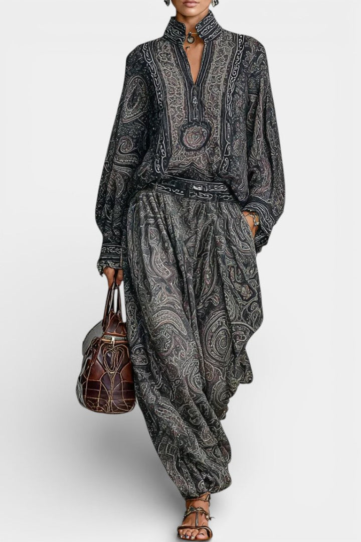 Lydie Ensemble Deux Pièces Imprimé Paisley Vintage