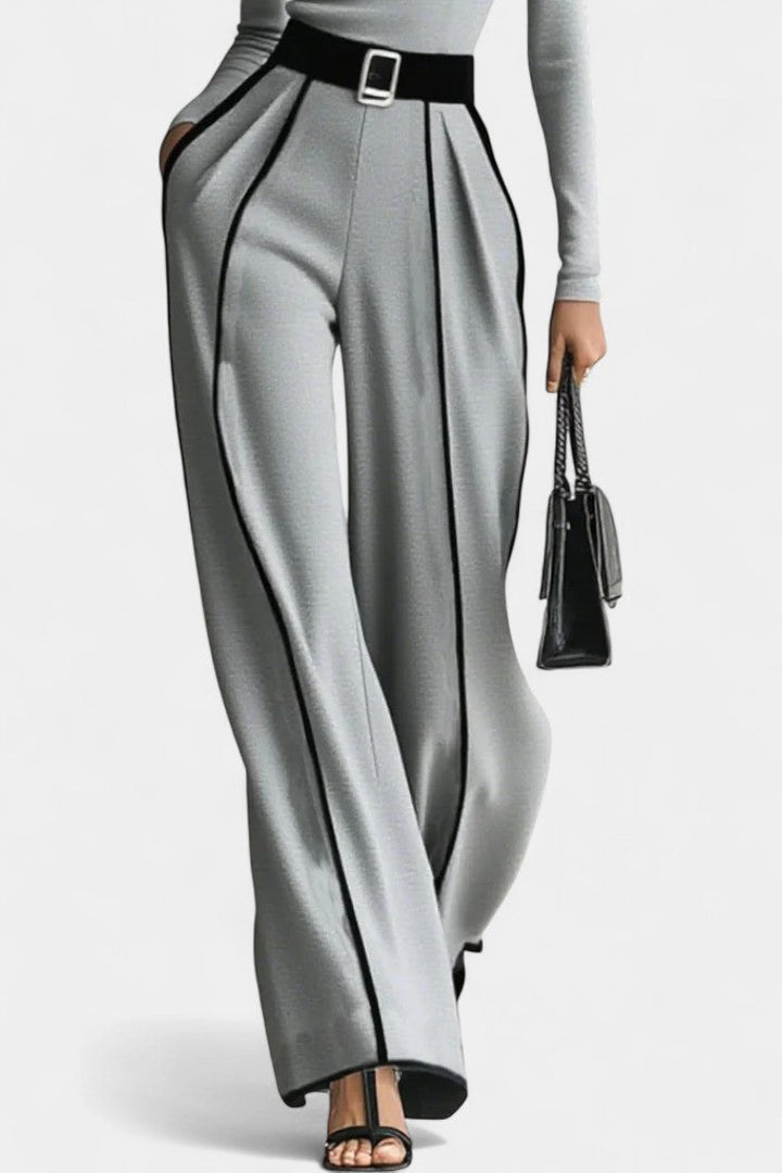 Kirralee Ensemble à Col Montant Contrasté et Pantalon à Jambes Larges