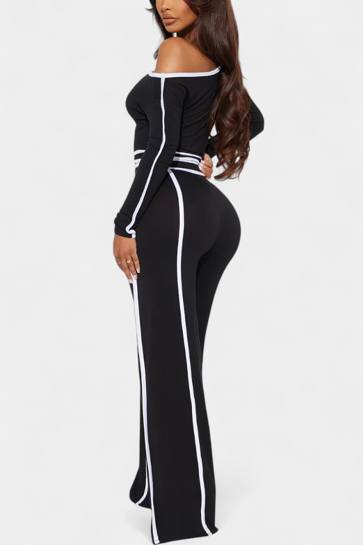 Krystelle Ensemble Off-Shoulder à Bandes Contrastantes