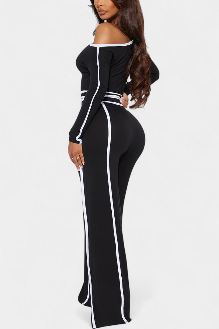 Krystelle Ensemble Off-Shoulder à Bandes Contrastantes