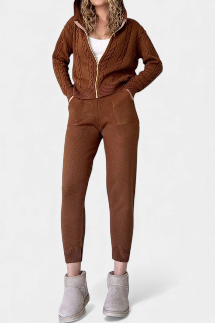 Perdita Ensemble Cardigan & Pull Jacquard Torsadé Casual