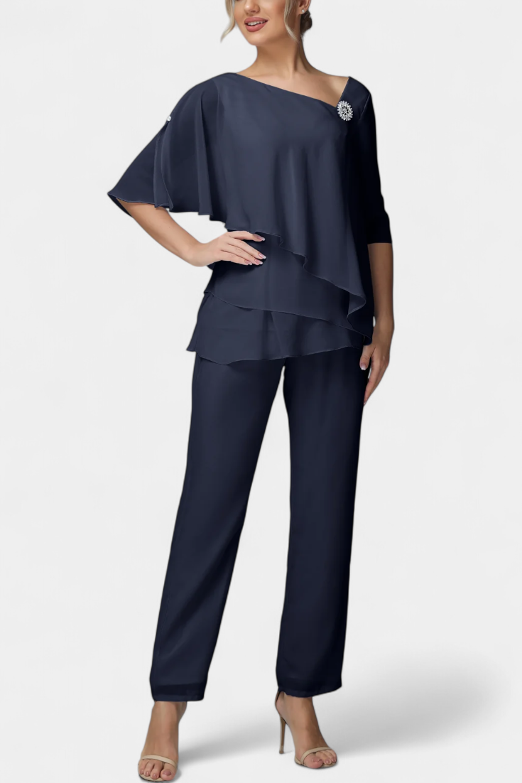 Dinah Ensemble Top Sans Manches et Pantalon Taille Haute à Jambe Fluide