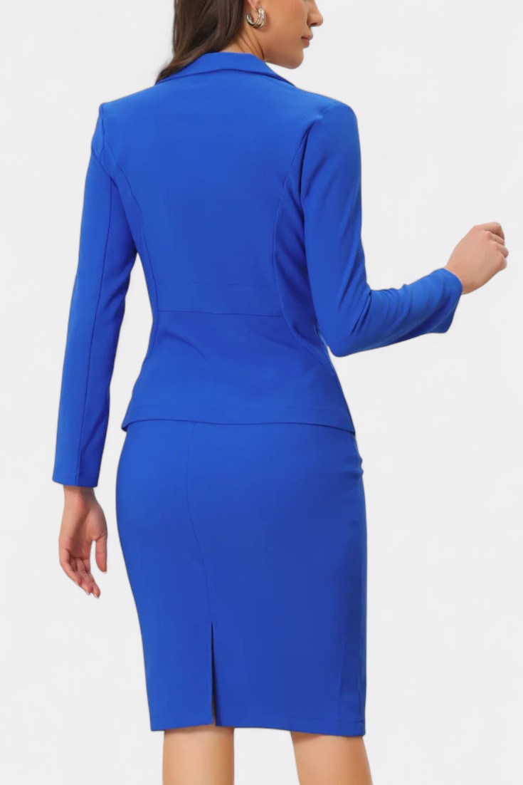 Komoren Ensemble Blazer et Jupe Crayon Élégant à Col à Revers
