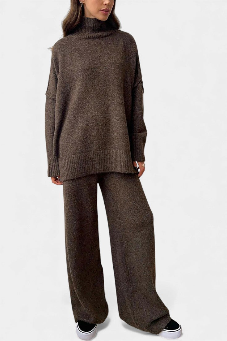 Xylia Ensemble Tricoté Col Roulé & Pantalon Ample