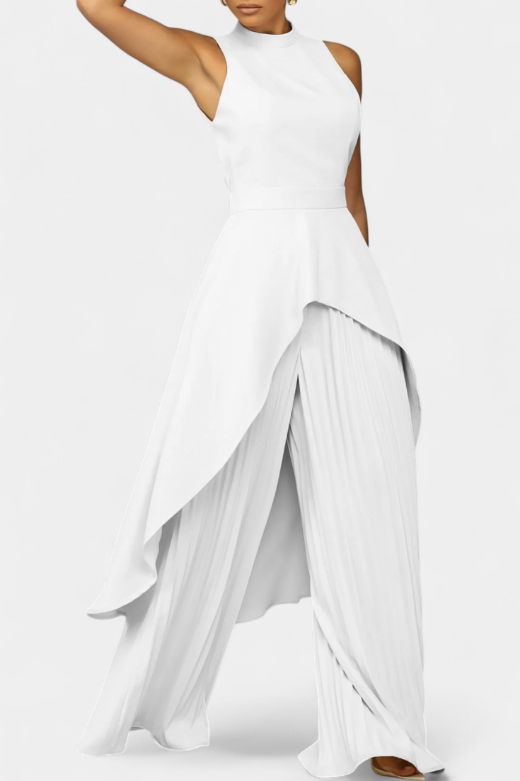 Chrysoula Ensemble Asymétrique Sans Manches avec Pantalon Plissé