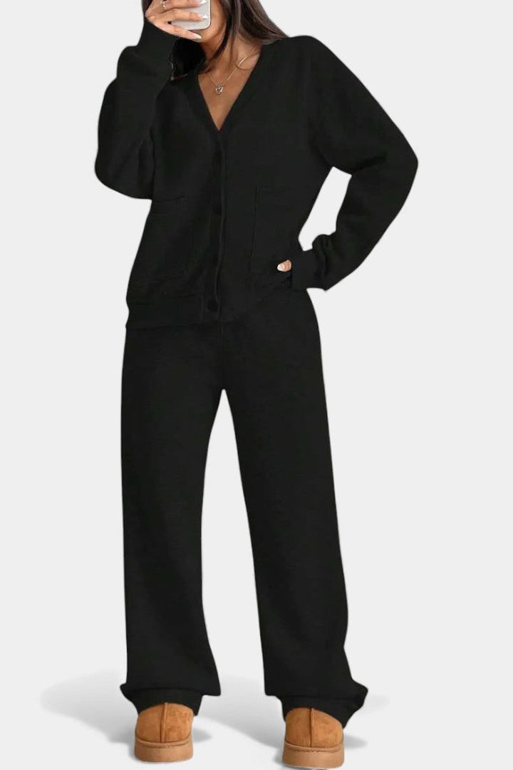 Vellina Ensemble Décontracté Veste Cardigan & Pantalon Large