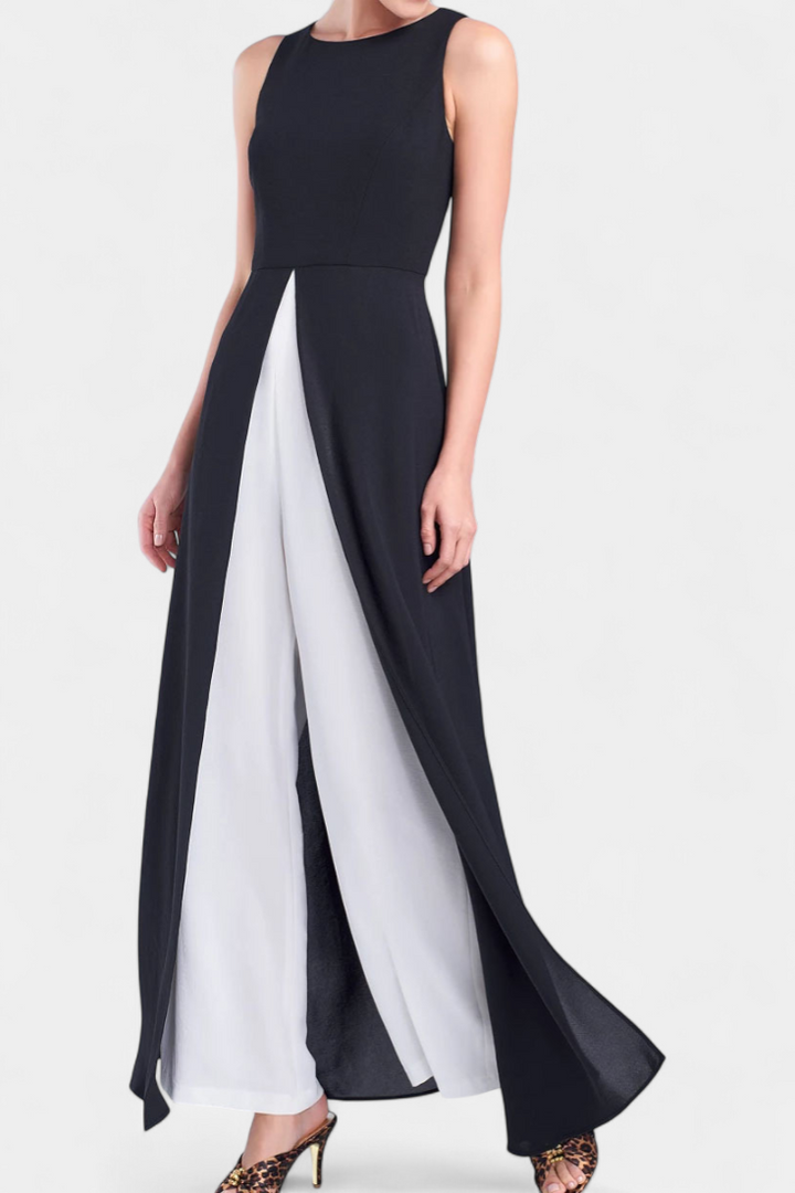 Alicie Ensemble Bicolore Sans Manches à Superposition Longue et Pantalon Ample