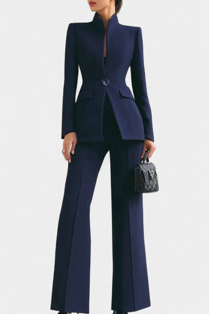 Elisabetta Ensemble Deux Pièces à Col Montant et Pantalon à Jambe Large