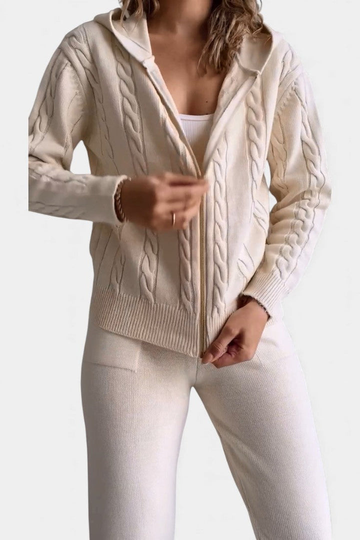 Perdita Ensemble Cardigan & Pull Jacquard Torsadé Casual
