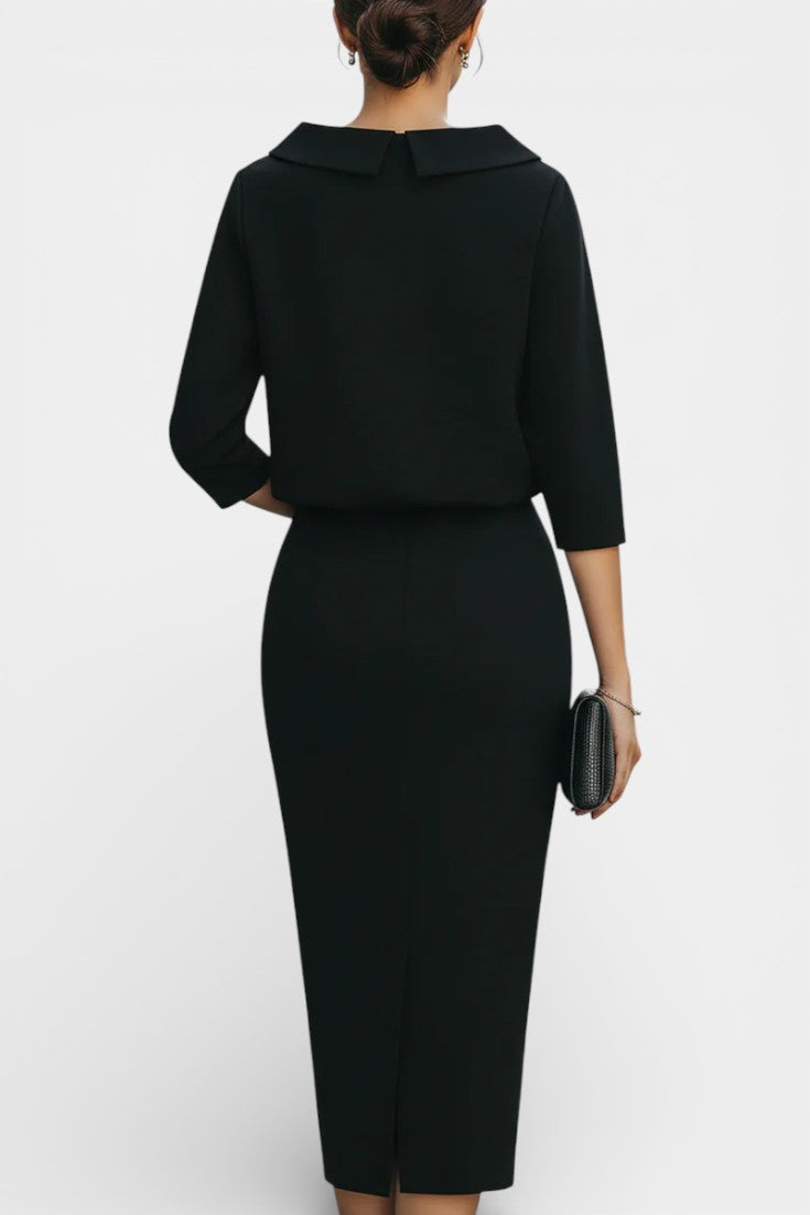 Chanel Ensemble Élégant Top à Col Bateau et Jupe Mi-Longue