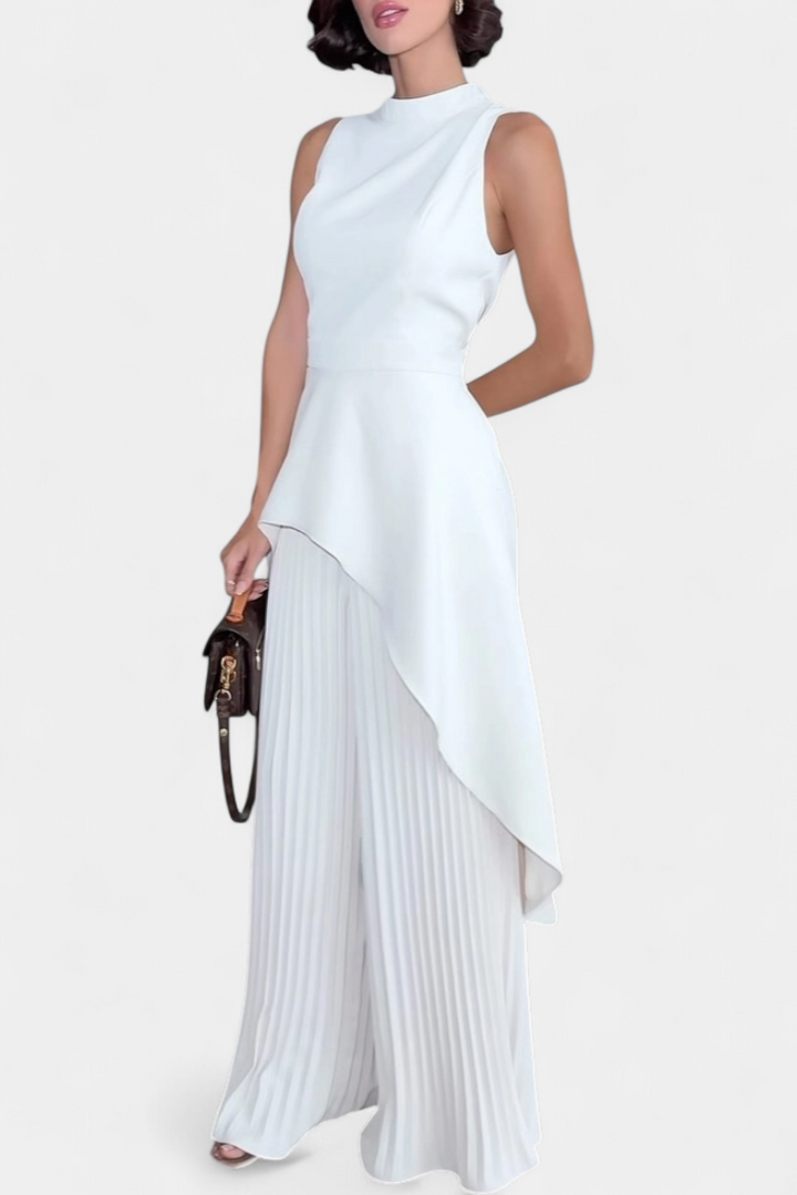 Chrysoula Ensemble Asymétrique Sans Manches avec Pantalon Plissé