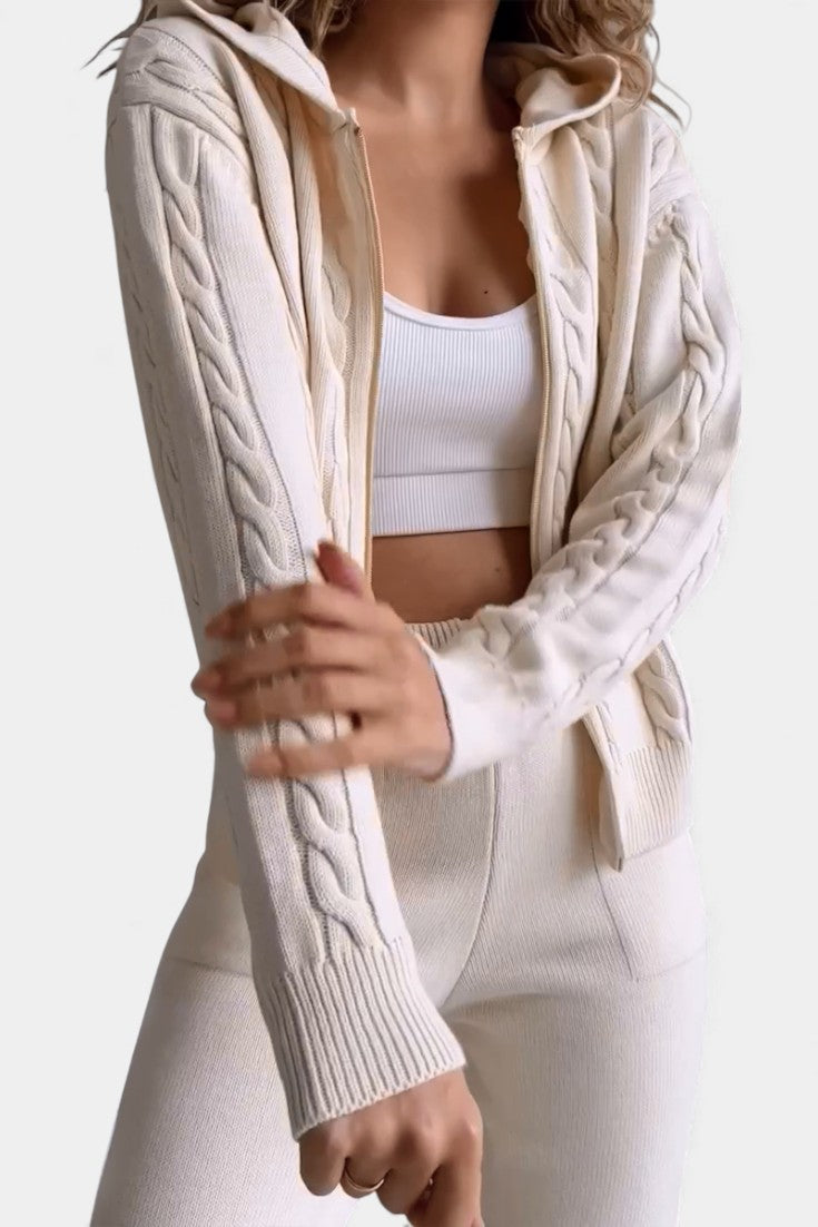 Perdita Ensemble Cardigan & Pull Jacquard Torsadé Casual