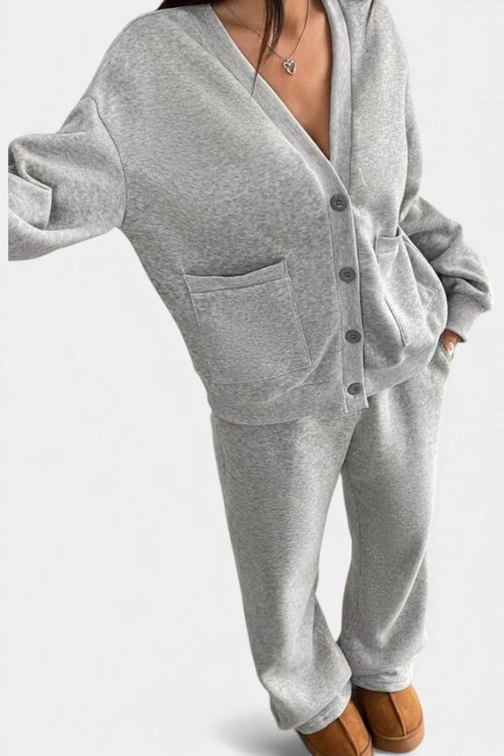 Vellina Ensemble Décontracté Veste Cardigan & Pantalon Large