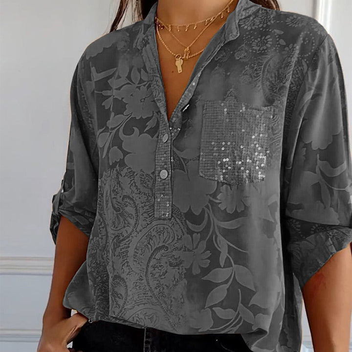 Carla™  | Blouse Imprimée à Manches Roulables