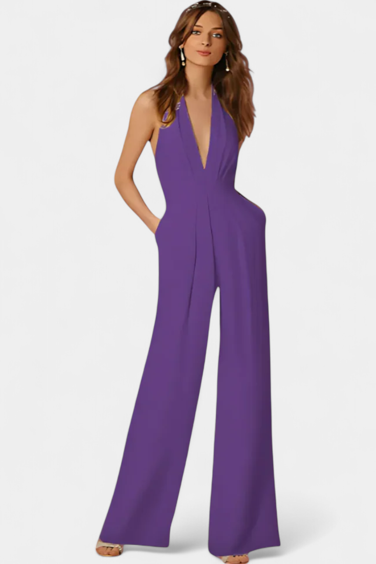 Lila Combinaison à Jambes Larges et Silhouette Élancée